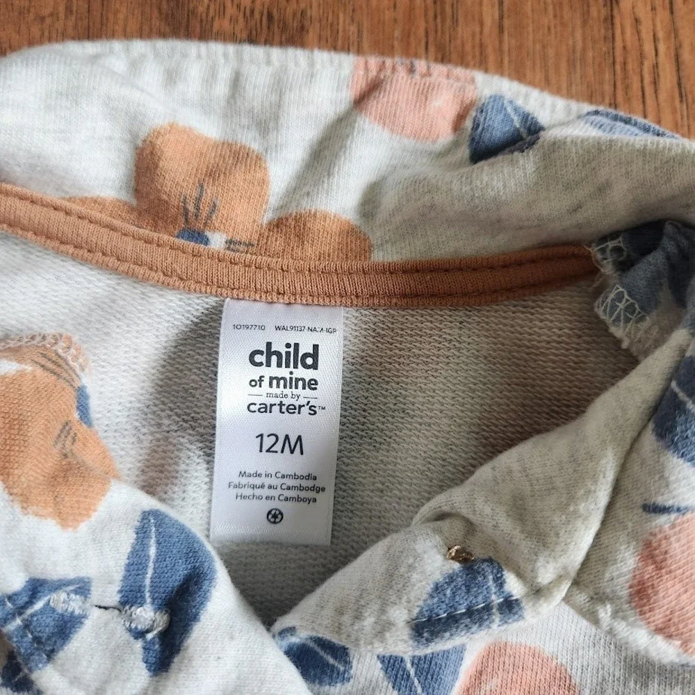 Child of Mine by Carters Baby Girl Floral Cardigan Jacket 12M Blue Orange 497